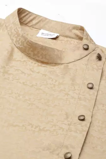 Printed jacket with self-design drape side-open kurta