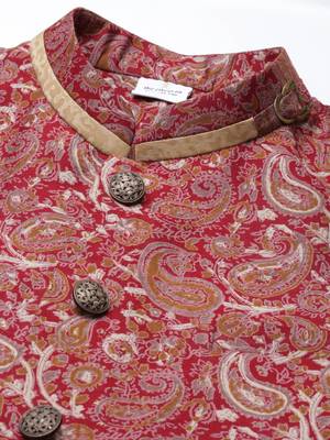Printed jacket with self-design drape side-open kurta 3