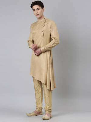 Printed jacket with self-design drape side-open kurta 4
