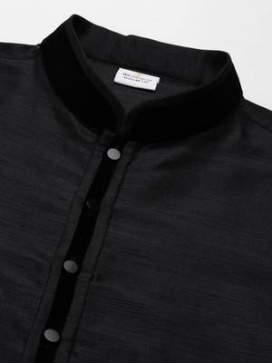 Navy jacquard black booti jacket with kurta set 3