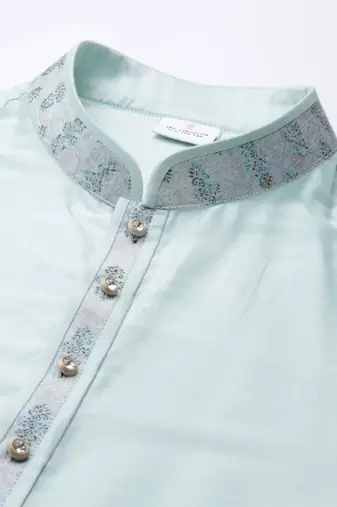 Light blue printed jacquard jacket w light blue kurta
