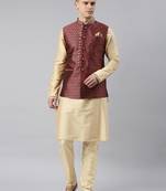 Maroon banarasi bundi with gold kurta set