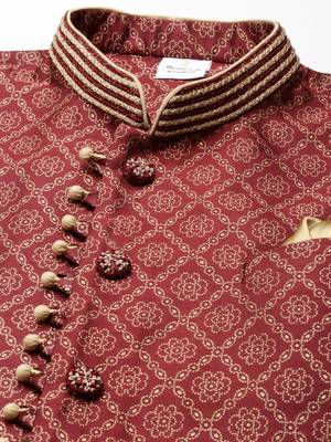 Maroon banarasi bundi with gold kurta set 3