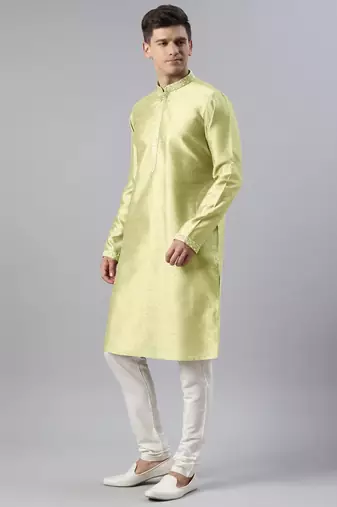Mint embroidered jacket kurta set