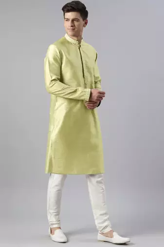 Mint embroidered jacket kurta set