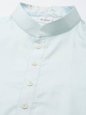 Light pastel blue linen jacket with kurta set 3