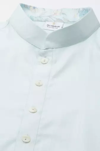 Light pastel blue linen jacket with kurta set