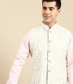 Light pastel lime linen jacket with kurta set