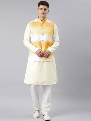 Yellow ombre jacket kurta set 1