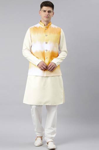 Yellow ombre jacket kurta set