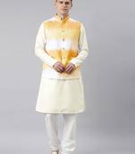 Yellow ombre jacket kurta set