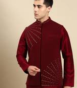 Maroon jacket kurta set