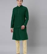 Green ruching jacket kurta set