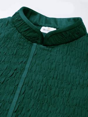 Green ruching jacket kurta set 2