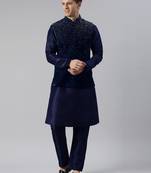 Blue velvet hand embroidery jacket set