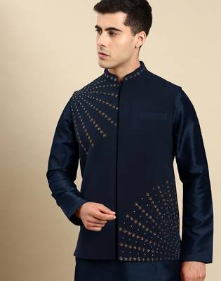 Blue jacket kurta set 1