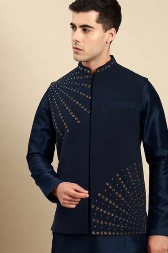 Blue jacket kurta set