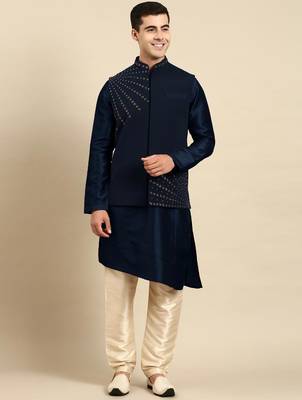 Blue jacket kurta set 2