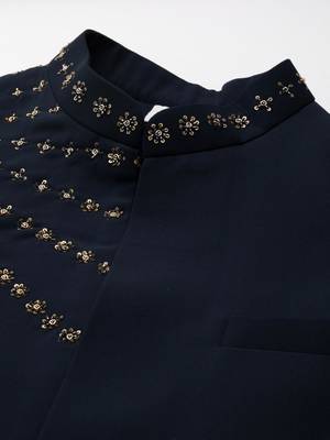 Blue jacket kurta set 3