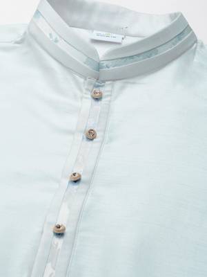 Blue jacquard jacket kurta set 2