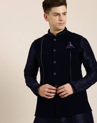 Navy blue jacket kurta set 1