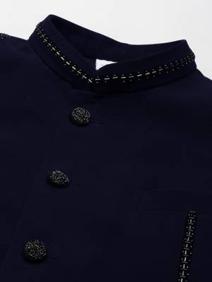 Navy blue jacket kurta set 4