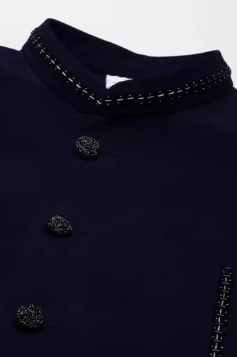 Navy blue jacket kurta set