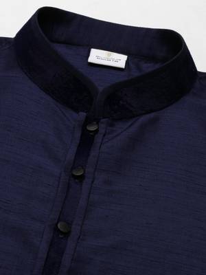 Blue pleated jacket kurta set 3