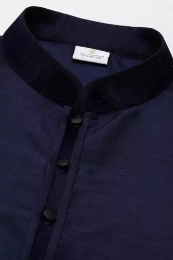 Blue pleated jacket kurta set