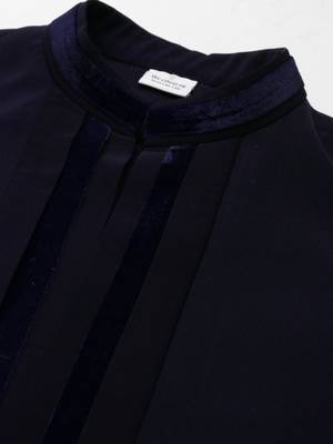 Blue pleated jacket kurta set 4