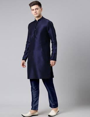 Blue pleated jacket kurta set 5