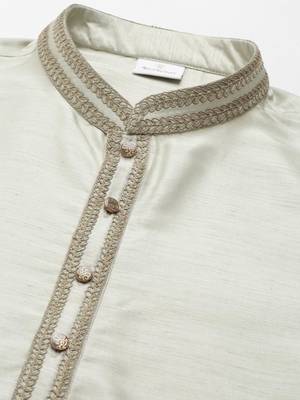 Olive green dori embroidery jacket  kurta set 3