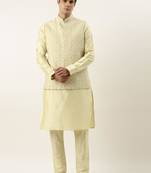 Gold dori embroidery jacket kurta set