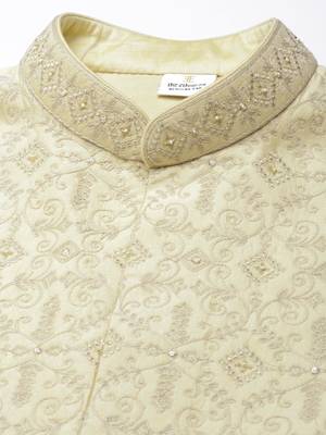 Gold dori embroidery jacket kurta set 2