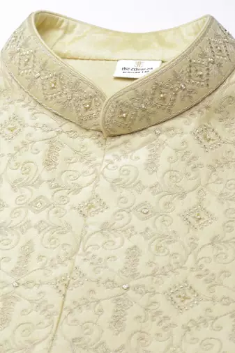 Gold dori embroidery jacket kurta set