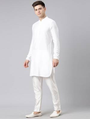 Peach jacquard jacket kurta set 5