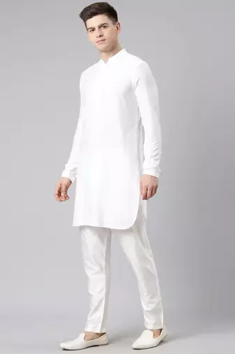 Peach jacquard jacket kurta set