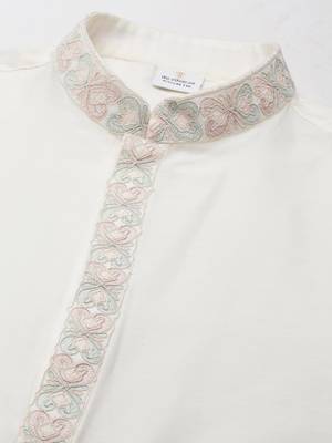 Cream dori embroidery jacket kurta set 3