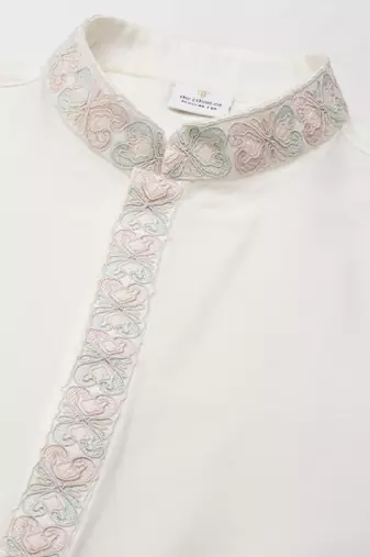 Cream dori embroidery jacket kurta set