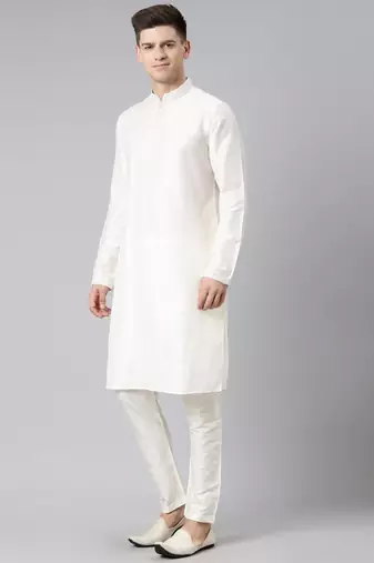Cream dori embroidery jacket kurta set