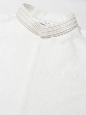 White cotton jacket kurta set 3