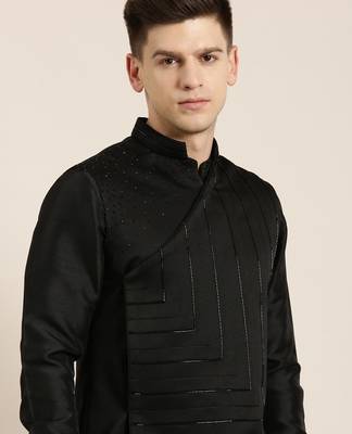 Black angrakha jacket kurta set 1