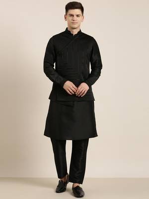Black angrakha jacket kurta set 2