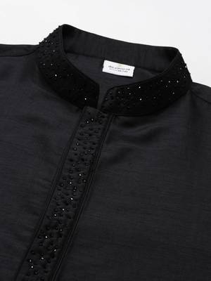 Black angrakha jacket kurta set 3