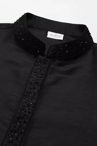 Black angrakha jacket kurta set