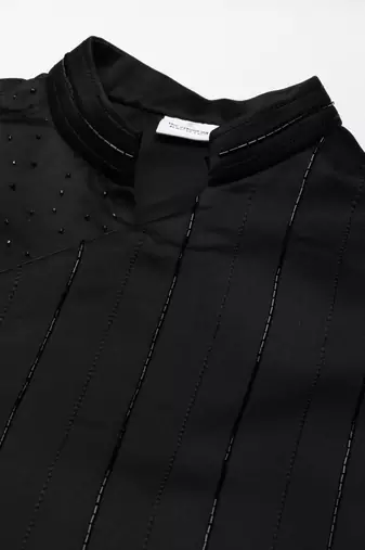 Black angrakha jacket kurta set