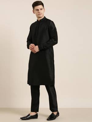 Black angrakha jacket kurta set 5