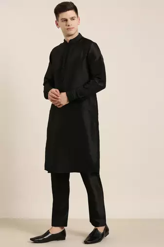 Black angrakha jacket kurta set