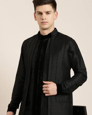 Black long jacket kurta set 2