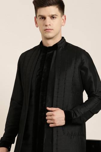 Black long jacket kurta set